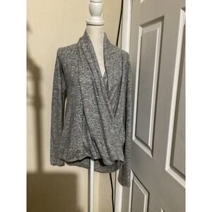 Pure Good Anthropologie Grey Marl Wrap Front Draped Knit Top Small